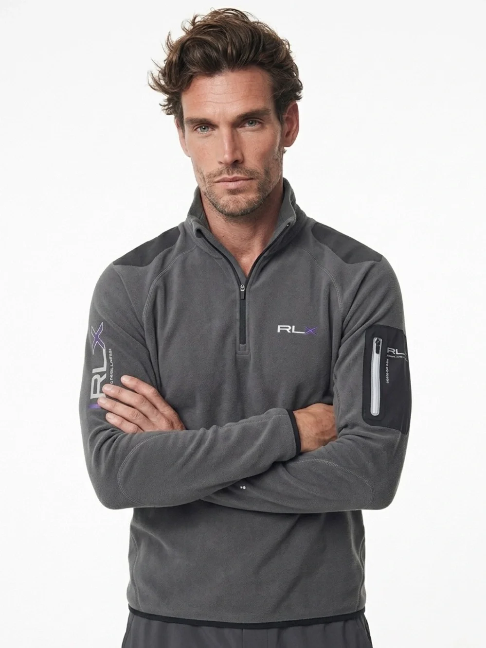 🧊 POLO RLX Men’s Gray Fleece‎ 1/4 Zip Pullover | Size XL | Tech-Core Beast